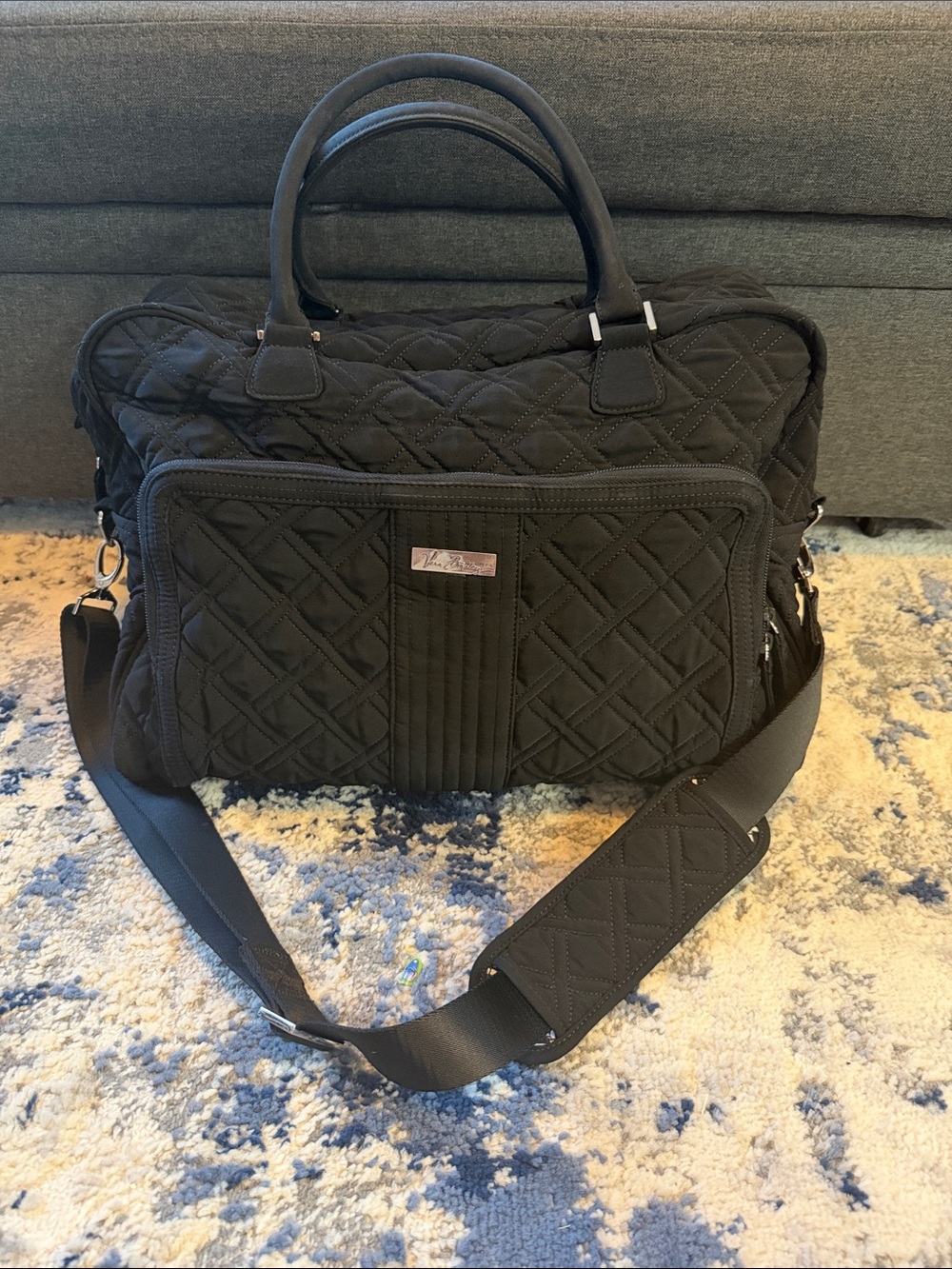 Vera Bradley Grand Cargo Black Quilted Weekender Travel Bag